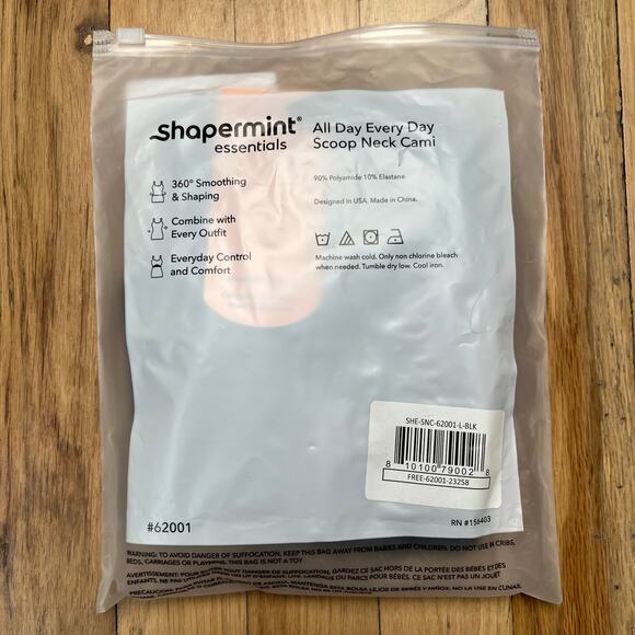 NEW Shapermint Essentials Women's L All Day Everyday Scoop Neck Cami Black Tank - Picture 7 of 8